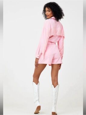 Pink Fringe Western Romper